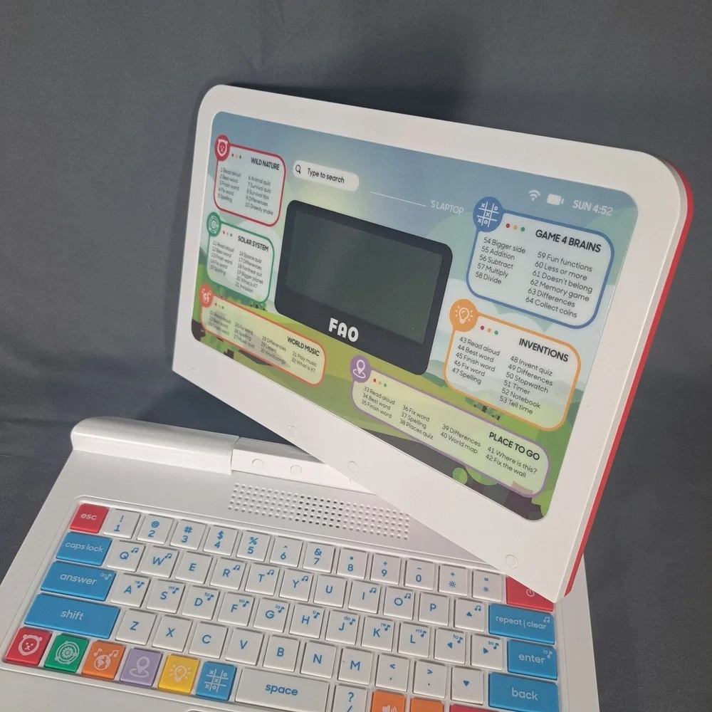 FAO Schwarz Kids‎ Toy Laptop Red White Learning Computer 1016630 Educational Fun